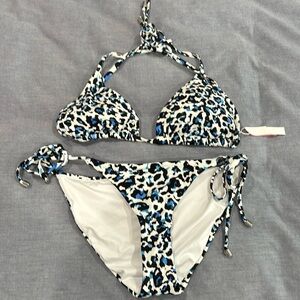 Victoria’s Secret, black and blue leopard print bikini